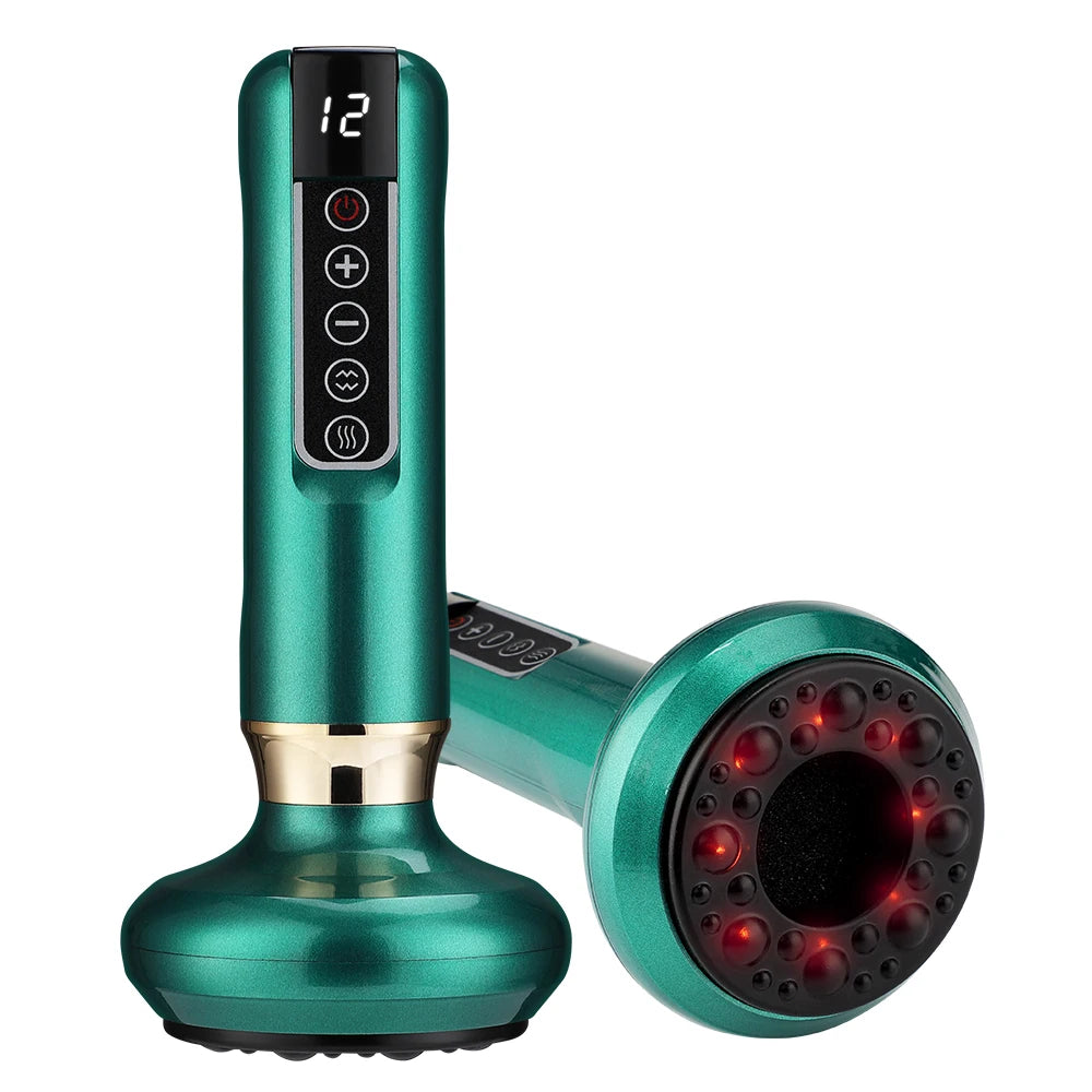 Electric Cupping Massager 12-Speed, Vacuum Suction, Gua Sha Scraping Tool, Infrared Heating Therapy, Anti-Cellulite Body Relaxation, Wireless Portable Design