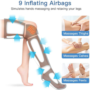 Electric Leg and Foot Massager Cordless, 360 Air Compression, Heated Knee Therapy, Blood Circulation and Lymphatic Drainage