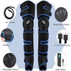 Electric Leg and Foot Massager Cordless, 360 Air Compression, Heated Knee Therapy, Blood Circulation and Lymphatic Drainage