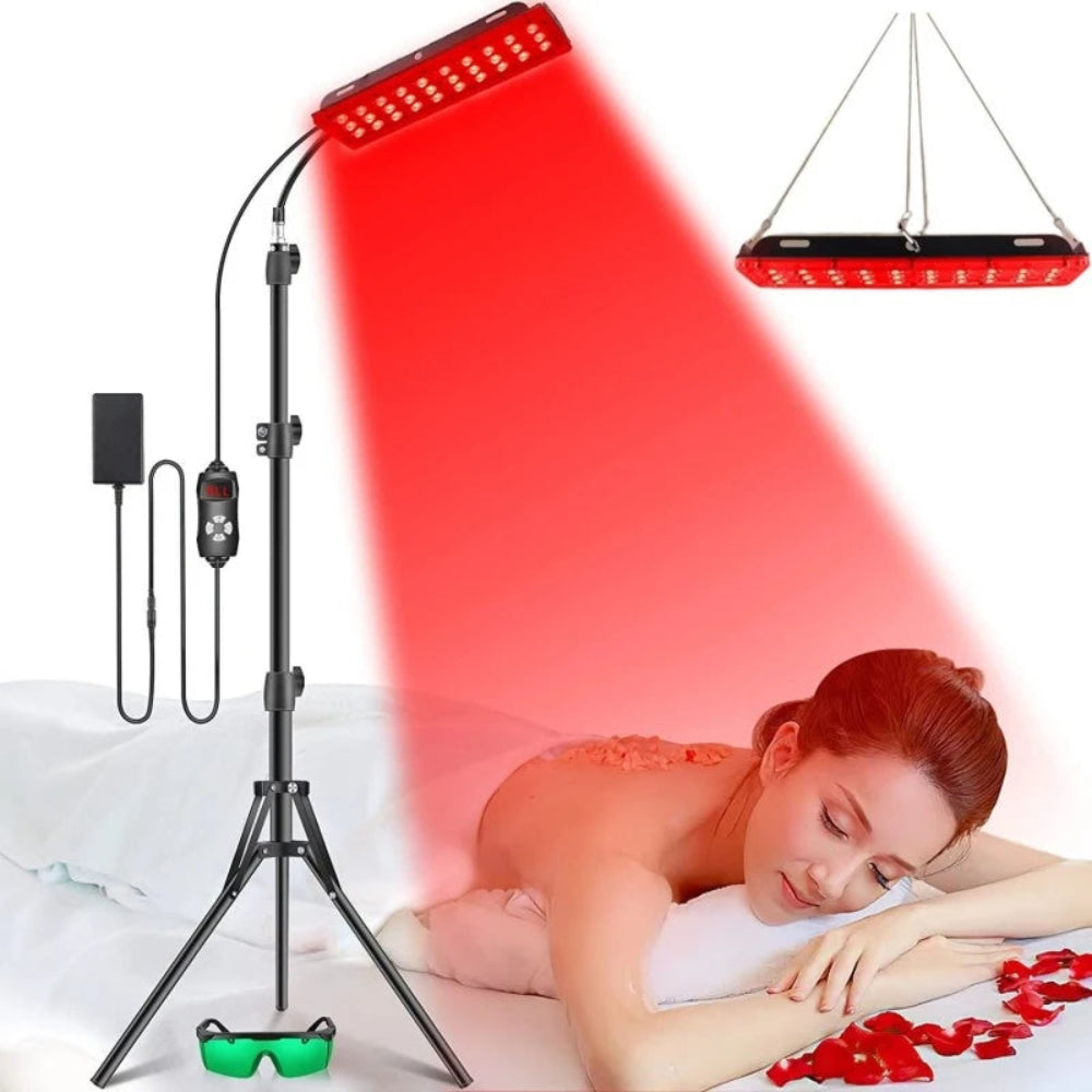 LED Red Light Therapy Panel 660nm 850nm Near Infrared Full Body Health Lamp 90W 180 LEDs Adjustable Tripod Timer Dimming Control Home Pain Relief Skin Recovery