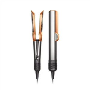 Grey 2-in-1 air hair straightener on a white background