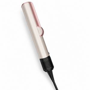 Pink and ivory air hair straightener shown closed on a pure white background