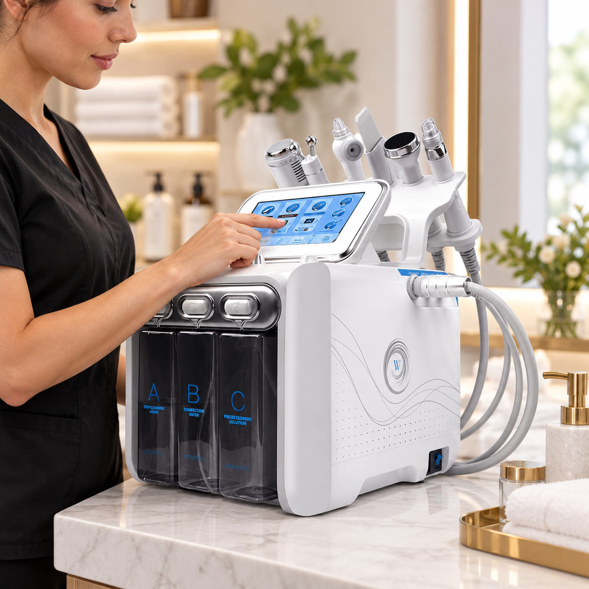 Hydro Dermabrasion Machine 6 in 1 shown during preparation