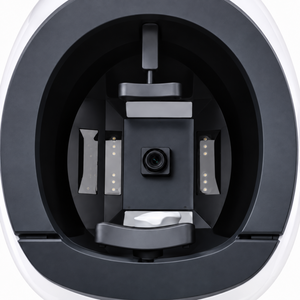 Close-up of the facial analyser camera, lighting panels and positioning supports