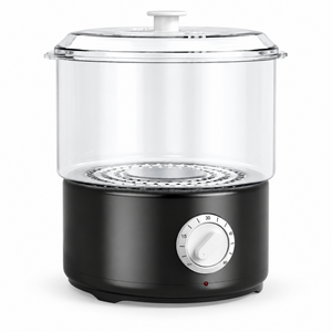 Black colour option of the compact towel steamer on a clean white background.