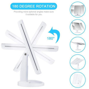 LED Makeup Vanity Mirror 1X 2X 3X 10X Magnification Tri Fold Adjustable Stand Dimmable - Beautyic.co.uk