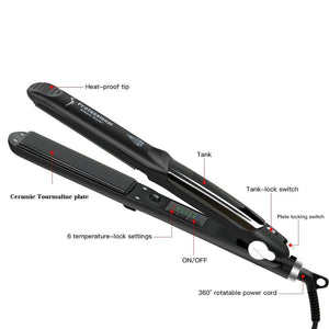 Professional Steam Hair Straightener Ceramic Vapor Hair Flat Iron Seam Hair Straightening Iron Curler Steamer Hair Styling Tool - Beautyic.co.uk