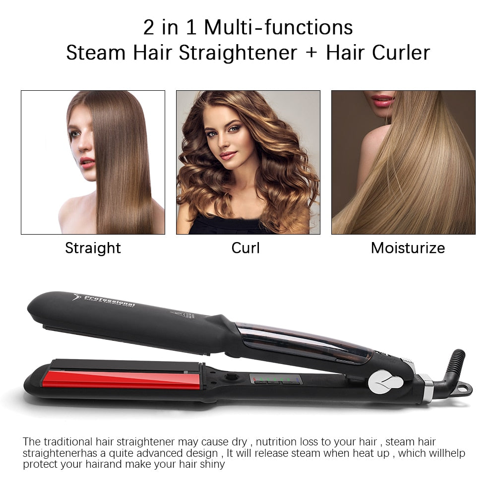 Professional Steam Hair Straightener Ceramic Steam - Beautyic.co.uk