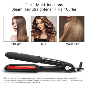 Professional Steam Hair Straightener Ceramic Steam - Beautyic.co.uk