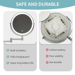 8 Inch Wall Mounted Bathroom LED Mirror - Beautyic.co.uk