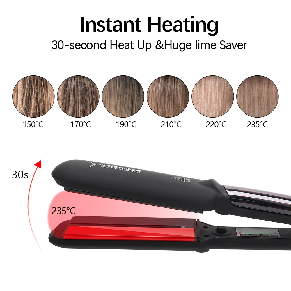 Professional Steam Hair Straightener Ceramic Steam - Beautyic.co.uk