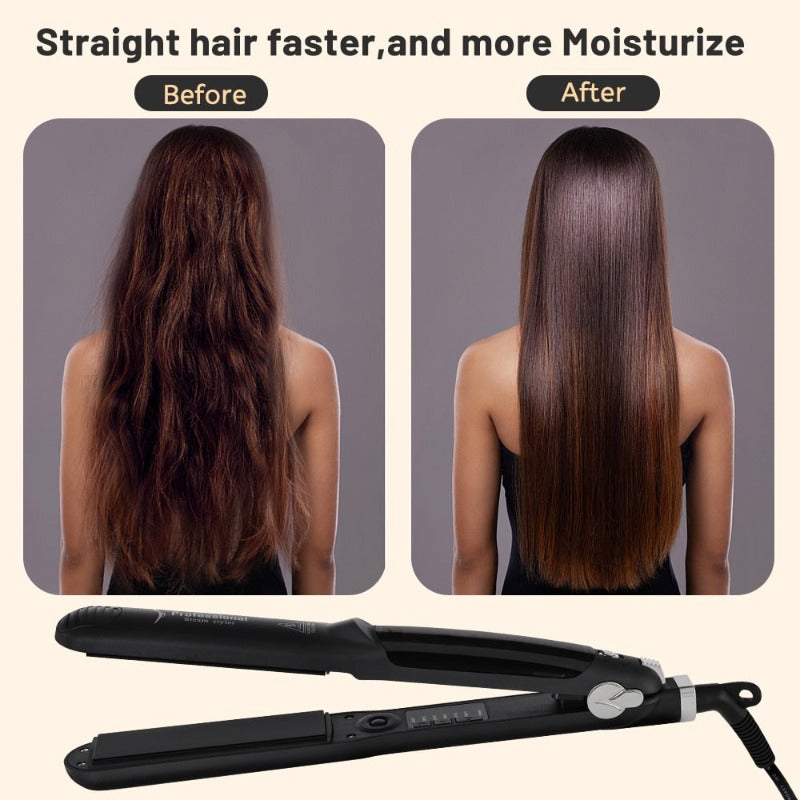 Professional Steam Hair Straightener Ceramic Vapor Hair Flat Iron Seam Hair Straightening Iron Curler Steamer Hair Styling Tool - Beautyic.co.uk