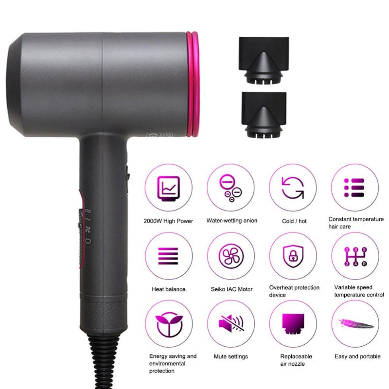 Yoodragons Anion Professional Hair Dryer Blow Drier Hot Cold Wind Temperature Control Hair Dryers Salon Style Tool For Hair - Beautyic.co.uk