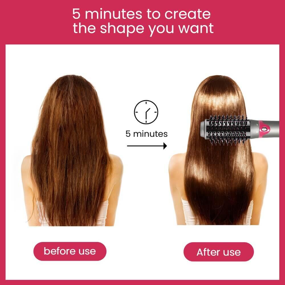 All In One Hair Volumizing And Drying Hair Brush Curling And Straightening Brush - Beautyic.co.uk