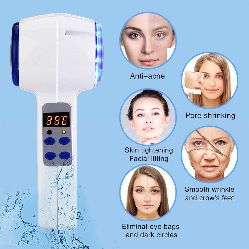 Blue Led Cryotherapy Hot Cold Hammer Skin Care Beauty Massager - Beautyic.co.uk