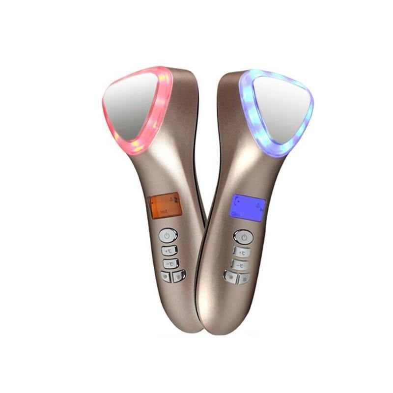 Ultrasonic LED Hot Cold Hammer Facial Lifting Vibration Massager - Beautyic.co.uk