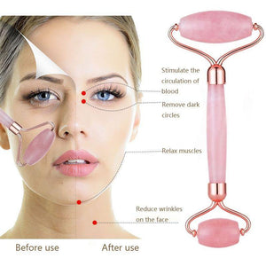 Jade Face Roller Facial massager Rose Quartz - Beautyic.co.uk