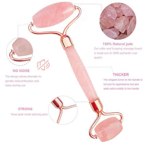 Jade Face Roller Facial massager Rose Quartz - Beautyic.co.uk