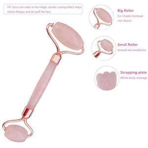 Jade Face Roller Facial massager Rose Quartz - Beautyic.co.uk