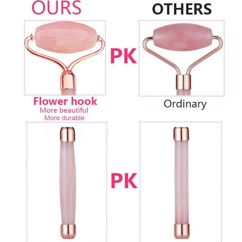Jade Face Roller Facial massager Rose Quartz - Beautyic.co.uk