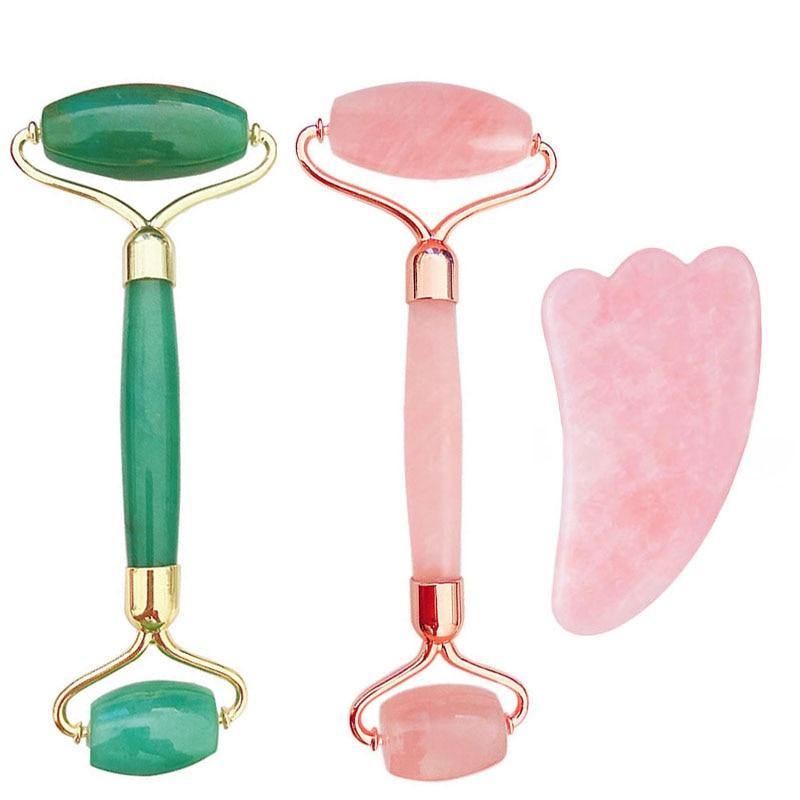 Jade Face Roller Facial massager Rose Quartz - Beautyic.co.uk