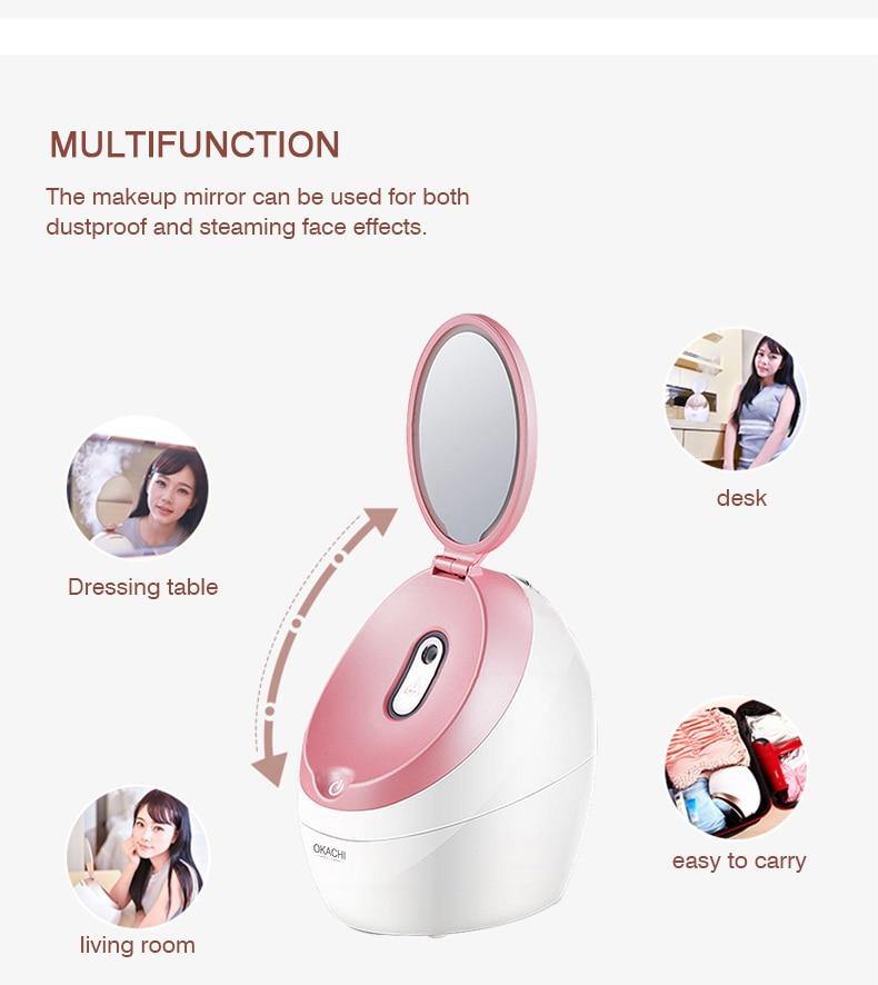 Nano Ionic Facial Steamer Face Steam Machine With Makeup Mirror - Beautyic.co.uk