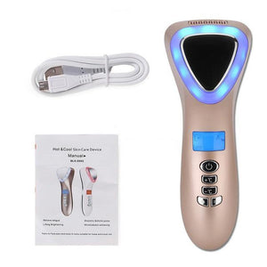 Ultrasonic LED Hot Cold Hammer Facial Lifting Vibration Massager - Beautyic.co.uk