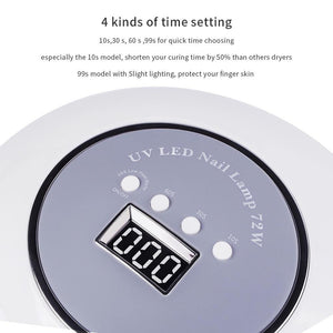 72w Led UV Lamp Nail Dryer Kit Nail Gel Polish Curing Machine - Beautyic.co.uk