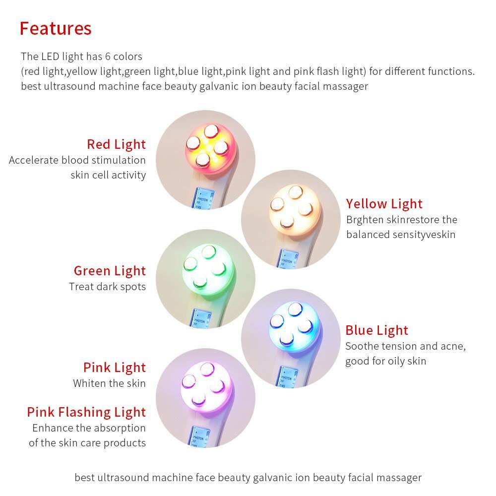 5 IN 1 LED Light Facial Therapy For Acne Wrinkle Skin Tightening Device - Beautyic.co.uk