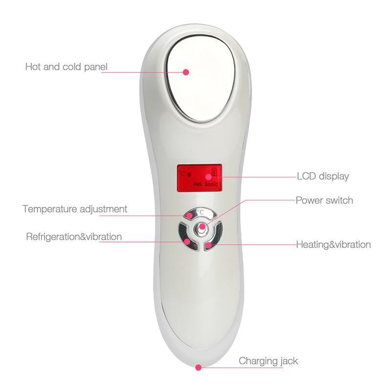 Ultrasonic Facial Hot Cold Sound Wave Skin Tightening Wrinkles Acne Removal Machine - Beautyic.co.uk