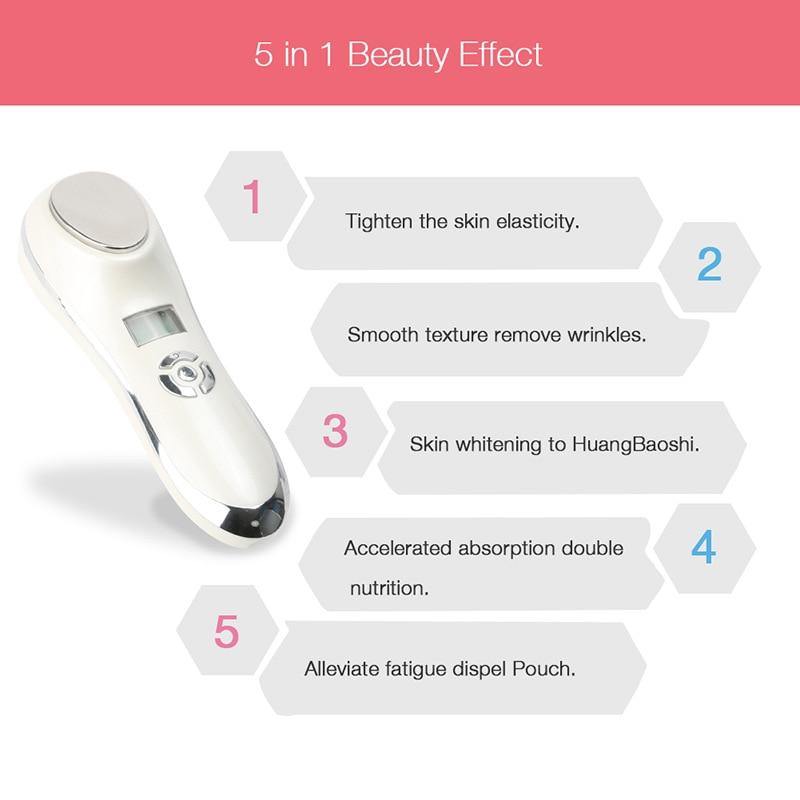 Ultrasonic Facial Hot Cold Sound Wave Skin Tightening Wrinkles Acne Removal Machine - Beautyic.co.uk