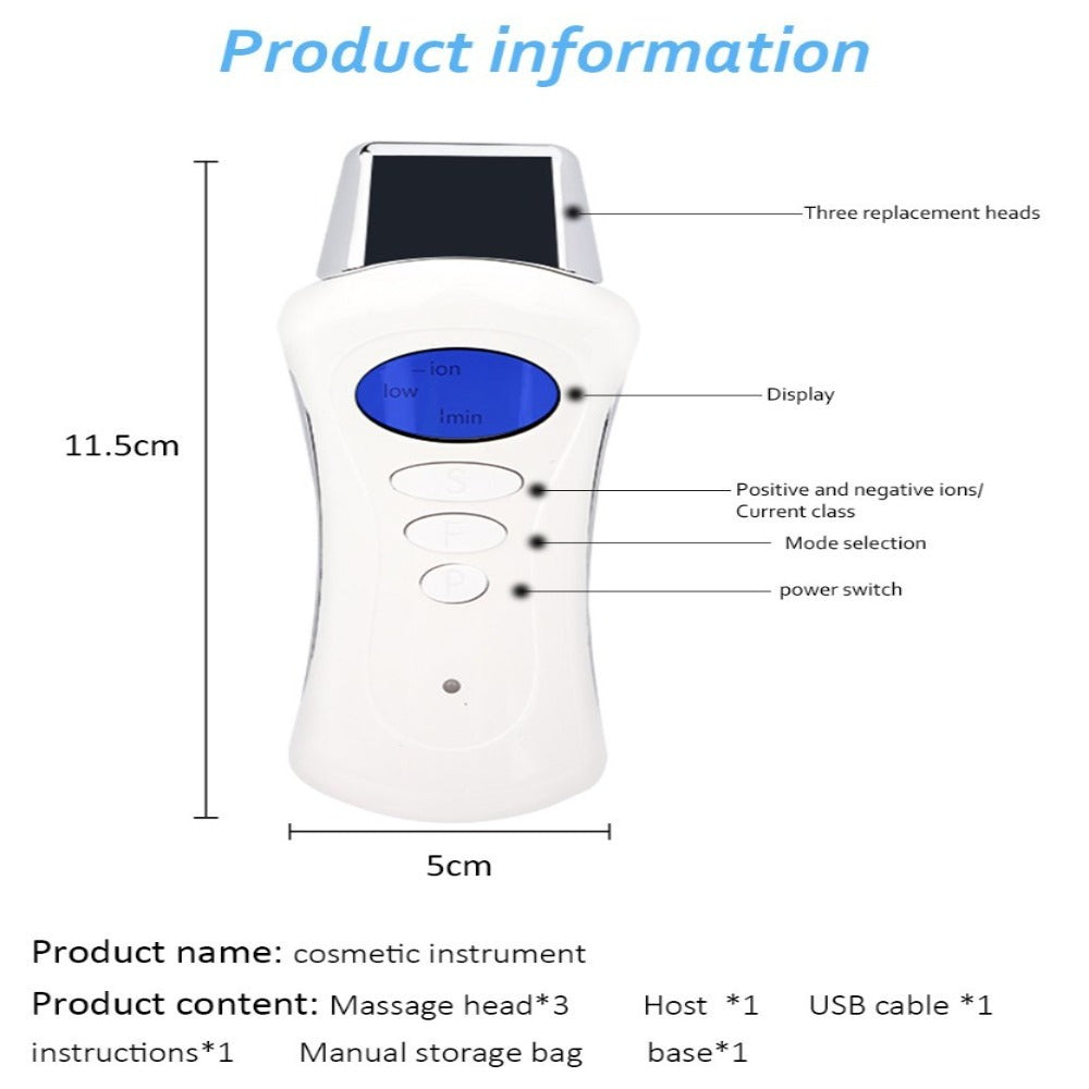 Mini Microcurrent Ion Galvanic Face Spa Device with 3 Massage Heads - Beautyic.co.uk