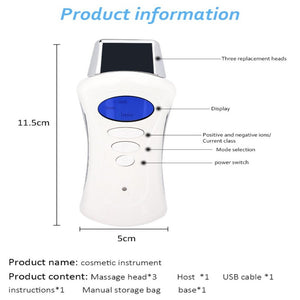 Mini Microcurrent Ion Galvanic Face Spa Device with 3 Massage Heads - Beautyic.co.uk