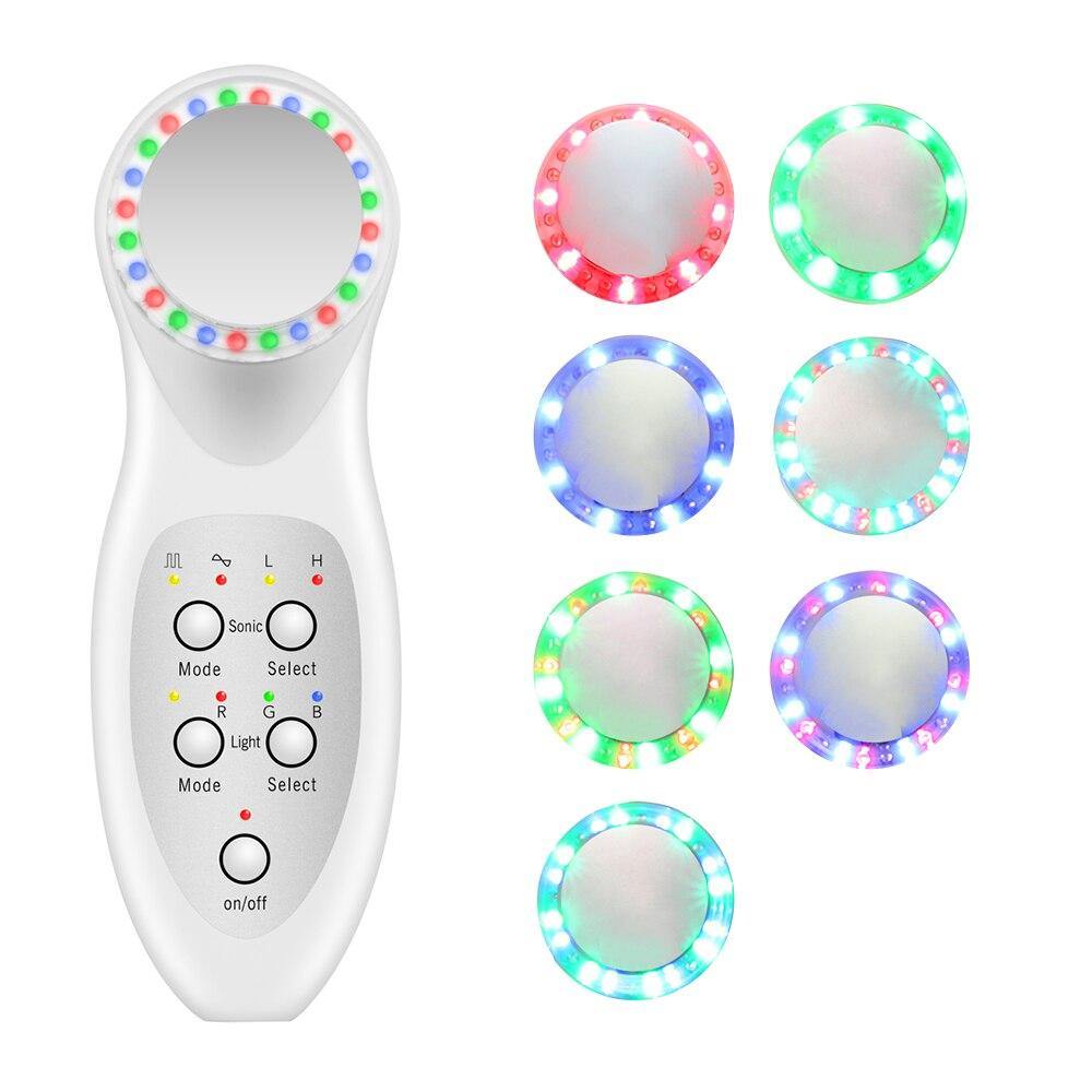 7 Color LED Photon Ultrasonic 3Mhz Facial Lifting Skin Care Massager - Beautyic.co.uk