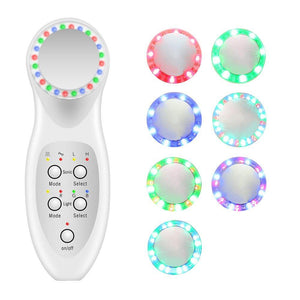 7 Color LED Photon Ultrasonic 3Mhz Facial Lifting Skin Care Massager - Beautyic.co.uk