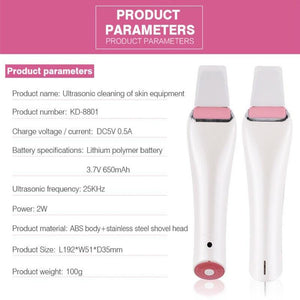 EMS & Ultrasonic Facial Peeling Scrubber Deep Cleaning Vibration Massager - Beautyic.co.uk