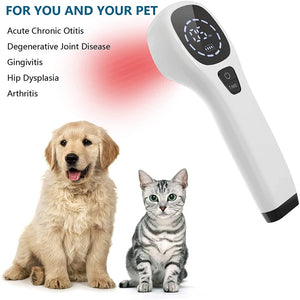 Cold Laser Therapy Device 808nm 650nm Dual Laser Pain Relief for Humans and Pets Red Light Physiotherapy LED Display Rechargeable Battery