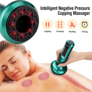 Electric Cupping Massager 12-Speed, Vacuum Suction, Gua Sha Scraping Tool, Infrared Heating Therapy, Anti-Cellulite Body Relaxation, Wireless Portable Design