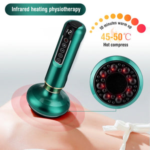 Electric Cupping Massager 12-Speed, Vacuum Suction, Gua Sha Scraping Tool, Infrared Heating Therapy, Anti-Cellulite Body Relaxation, Wireless Portable Design
