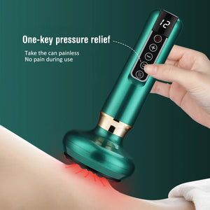 Electric Cupping Massager 12-Speed, Vacuum Suction, Gua Sha Scraping Tool, Infrared Heating Therapy, Anti-Cellulite Body Relaxation, Wireless Portable Design