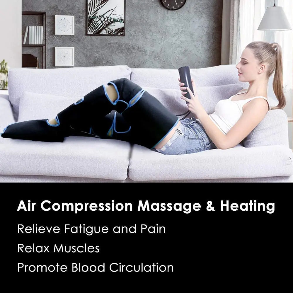 Electric Leg and Foot Massager Cordless, 360 Air Compression, Heated Knee Therapy, Blood Circulation and Lymphatic Drainage