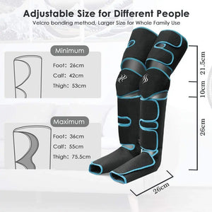 Electric Leg and Foot Massager Cordless, 360 Air Compression, Heated Knee Therapy, Blood Circulation and Lymphatic Drainage