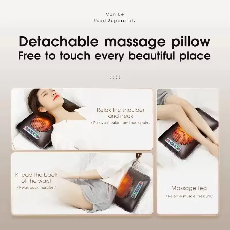 Electric Massage Mattress, Full Body Vibration Massage, Graphene Heating, Infrared Therapy, 96 Massage Heads, 3 Levels, Pain Stress Relief Cushion