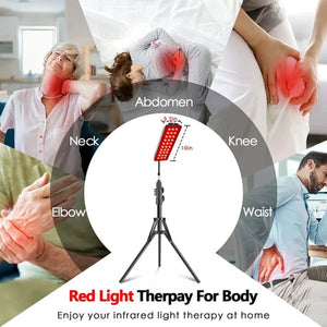 LED Red Light Therapy Panel 660nm 850nm Near Infrared Full Body Health Lamp 90W 180 LEDs Adjustable Tripod Timer Dimming Control Home Pain Relief Skin Recovery