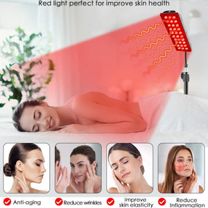 LED Red Light Therapy Panel 660nm 850nm Near Infrared Full Body Health Lamp 90W 180 LEDs Adjustable Tripod Timer Dimming Control Home Pain Relief Skin Recovery
