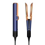 Blue 2-in-1 air hair straightener on a white background