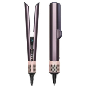 Purple 2-in-1 air hair straightener on a white background