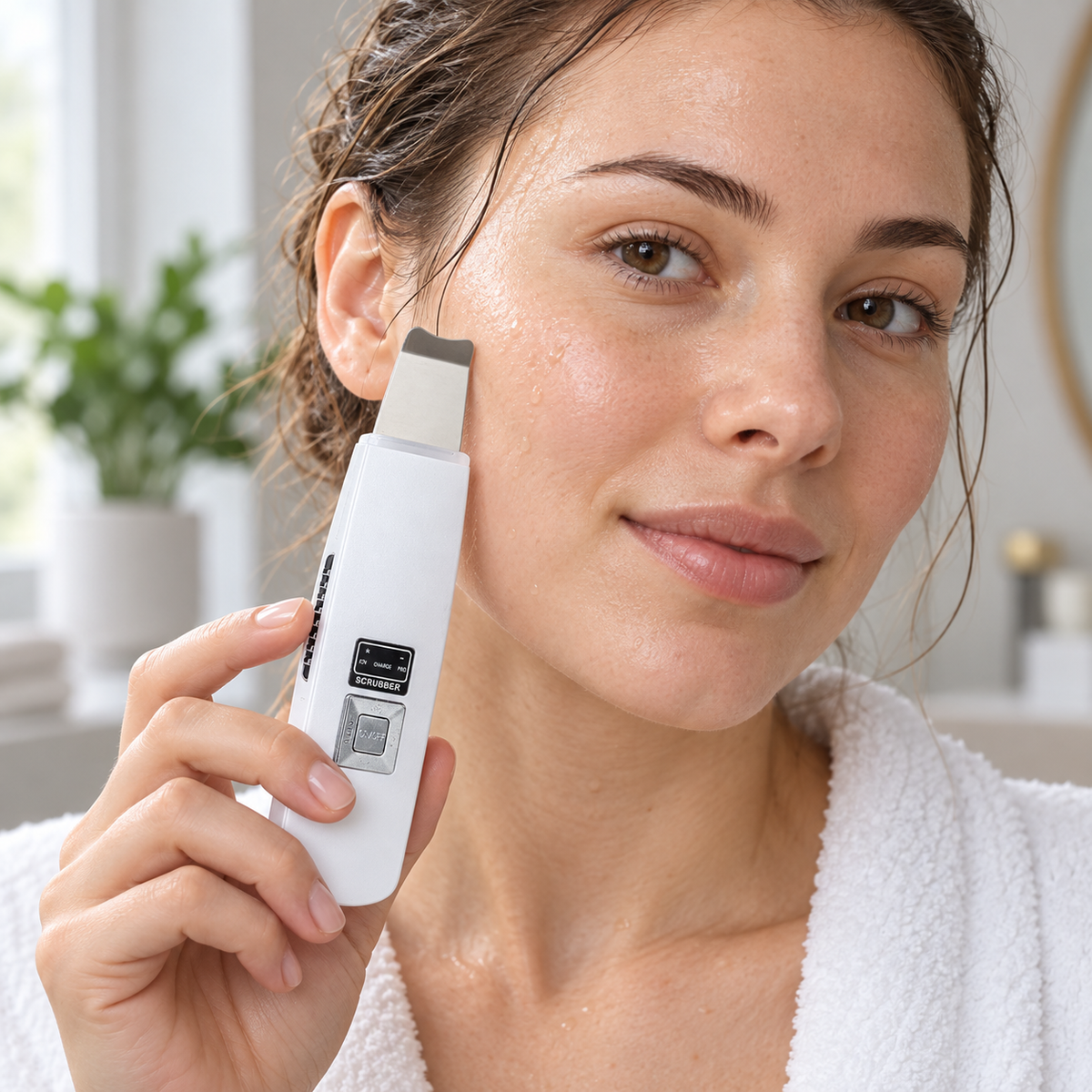Ultrasonic Skin Scrubber shown in a personal care routine
