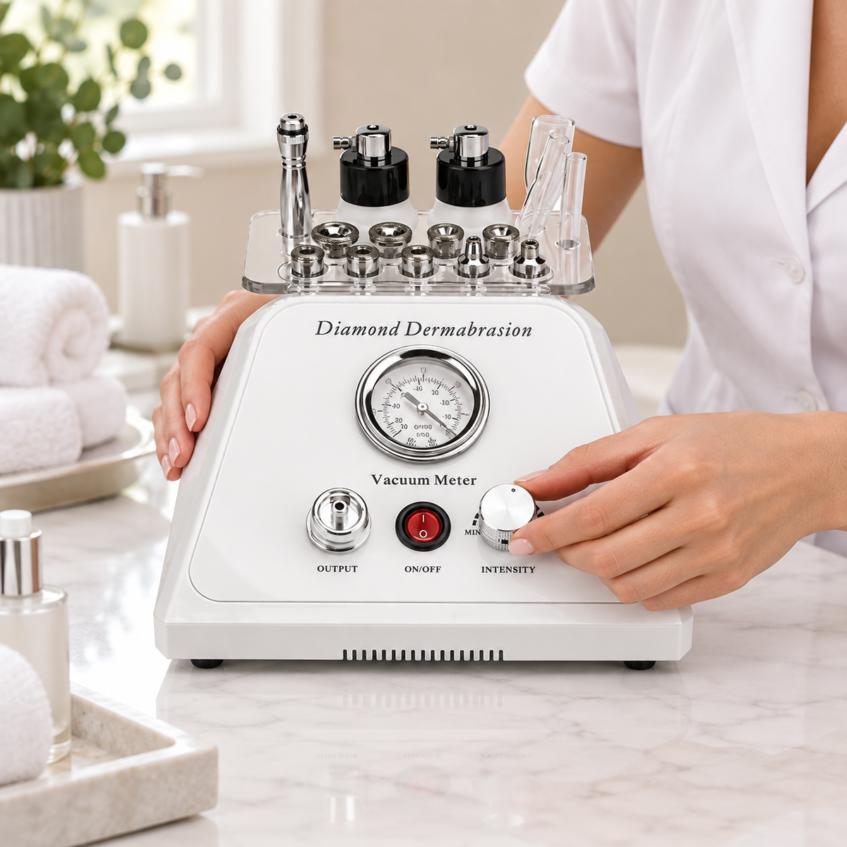 Diamond Microdermabrasion Machine shown during preparation