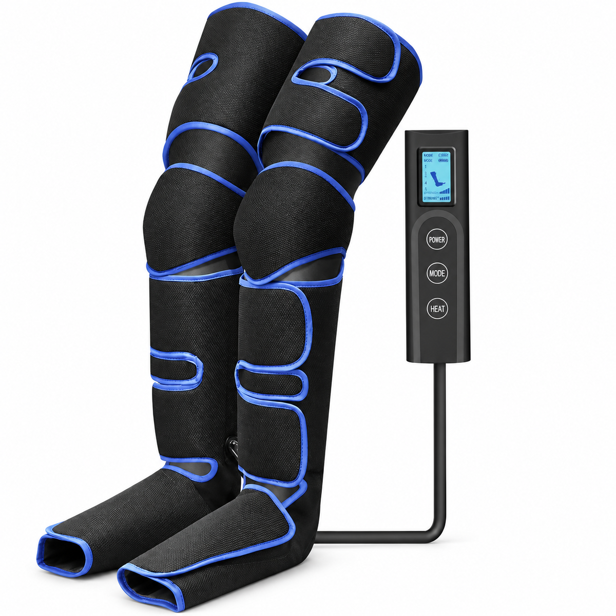 Electric Leg & Foot Massager with Air Compression & Heat — studio view on white
